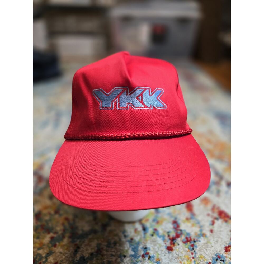 Vintage 90's YKK Zippers Promotional Embroidered Rope Snapback Cap Hat Red